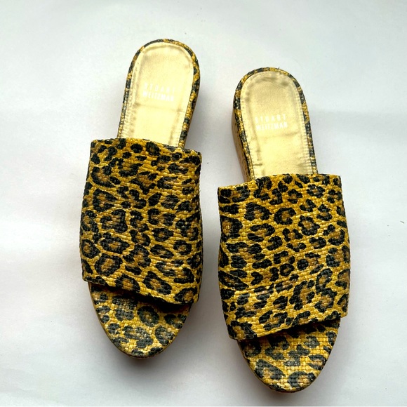 Stuart Weitzman Animal Print Cork Platform Sandals Size 8.5 - Picture 1 of 9